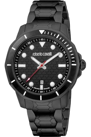 Roberto Cavalli By Franck Muller Męski analogowy zegarek kwarcowy z paskiem ze stali nierdzewnej RV1G159M0071, , moda