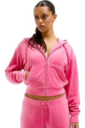 Juicy Couture Klasyczna welurowa bluza z kapturem z logo Juicy, , M