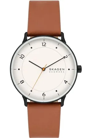 Skagen Zegarek Dla Mężczyzn Riis, Trzy Wskazówki, Skórzany/Stal Nierdzewna, Koperta 40 Mm