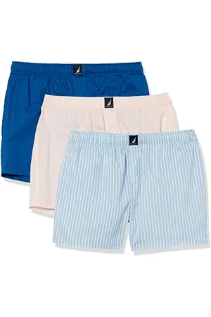Nautica Bokserki męskie, Oasis różowe/ocean Lapis/przypinka paski srebrne jezioro, XL