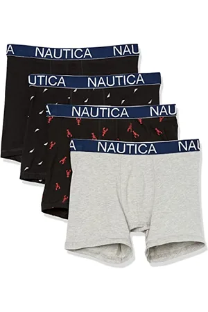 Nautica Bokserki męskie, Czarny/szary wrzosowy/nadruk żaglowy/homar, L