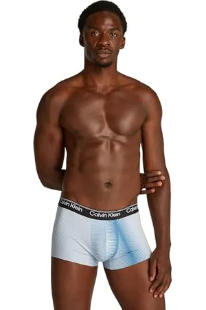 Calvin Klein Low Rise Trunk Lv00nb4283 Majtki z niskim stanem, niebieskie (Palm Leaf Stripe_Light Blue), XL męskie, Kolor niebieski, XL