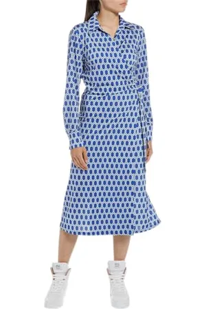 Replay Sukienka damska W9023, 010 Azure/Natural White, M, , M