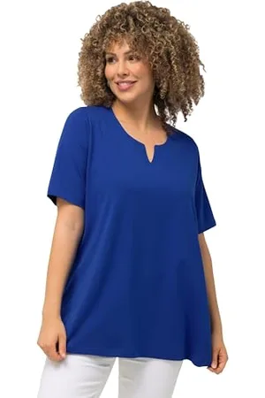 Ulla Popken Damskie duże rozmiary, T-shirt, linia A, dekolt tunika, rękaw do połowy, , 50-52