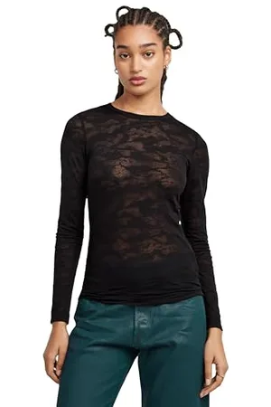 G-Star RAW Fine Lace AOP Slim Regular Tee Long Sleeve, , XS