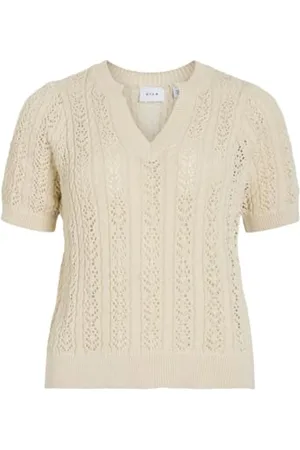 VILA Damski Vitoto New S/S Cable Knit Top, , XS