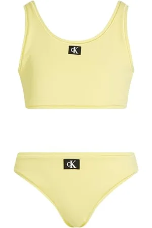 Calvin Klein CK JEANS BRALETTE BIKINI ZESTAW Braletki, Żółty (Elfin Yellow), 8-10, , 8-10 Lat