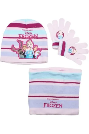 Disney Czapka Rękawiczki Snood Dziewczęca Królowa Śniegu, Elsa i Anna Zimowy Zestaw, Komfort i Ciepło na Zimę, , Taille unique