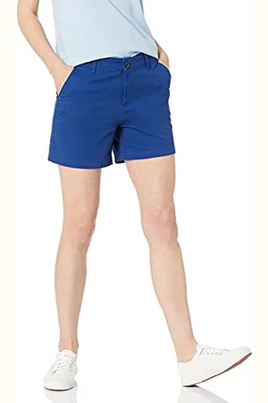 Amazon Damskie szorty o średnim wzroście slim fit 14 cm nogawki khaki (dostępne w prostych i krągłych krojach), niebieskie, 16