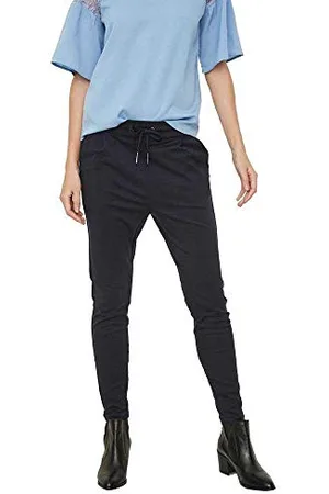 VERO MODA Eva Mid Rise spodnie ze sznurkiem ściągającym, Night Sky, (M) W / 30L