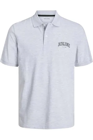 JACK & JONES Męska koszulka polo Jjejosh Ss Sn z długim rękawem, Biały melanż, L