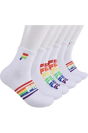 Fila Skarpety męskie w paski z półpoduszką, Biała tęcza, Large