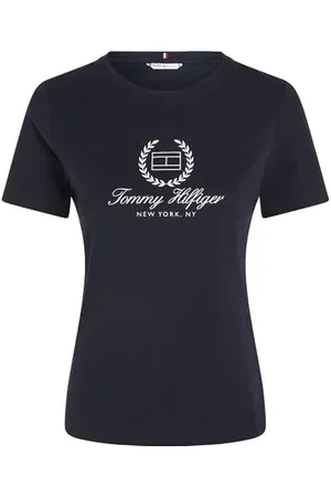 Tommy Hilfiger Damska koszulka z krótkim rękawem Slim Flag Tee Crew Neck, , XS