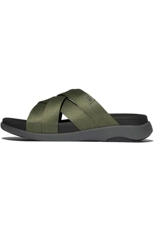 FitFlop F-Mode GO męskie sandały z paskiem z paskami, zielone safari, 42 EU, , 43 EU