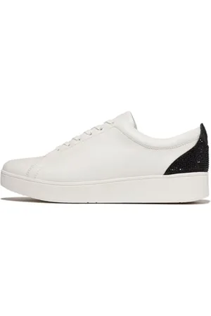 FitFlop Damskie skórzane trampki Rally Crystal-BACKTAB, czarne, 36,5 EU, , 40 EU