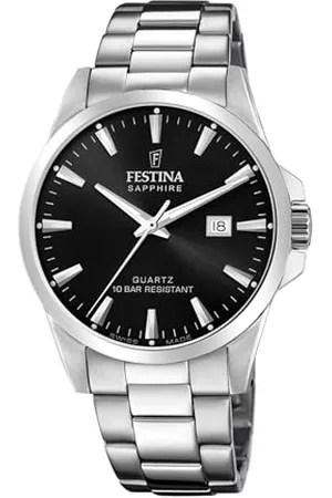 Festina Zegarek męski F20024/4 Swiss Made srebrny stal szlachetna Case srebrny pasek ze stali nierdzewnej, , bransoletka