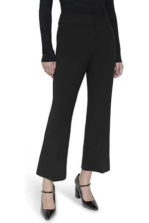 DKNY Damskie spodnie z wysokim stanem, szerokie nogawki, czarne, rozmiar 36, , 36