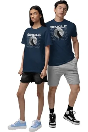 REPUBLIC OF CALIFORNIA Unisex URCTS020-L-NA Single-Wolf-T-Shirt- Navy, L, , L