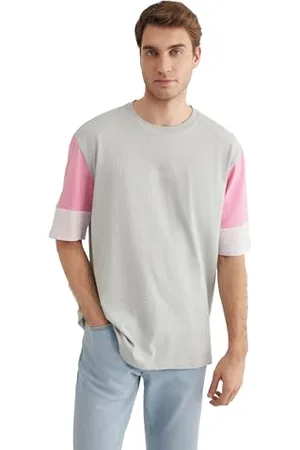 Mavi Męski T-shirt z okrągłym dekoltem, szary i fioletowy, S, , S