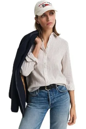 GANT REG LEN STRIPED SHIRT, , 34