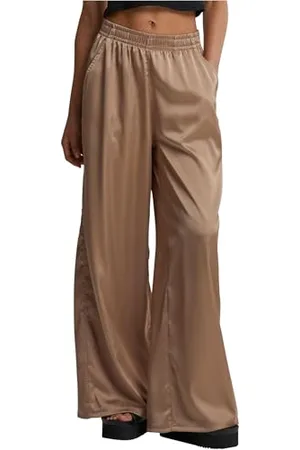 Urban classics Damskie spodnie satynowe z szerokimi nogawkami, damskie spodnie z materiału o luźnym kroju, dostępne w wielu kolorach, rozmiary XS-5XL, , XXL