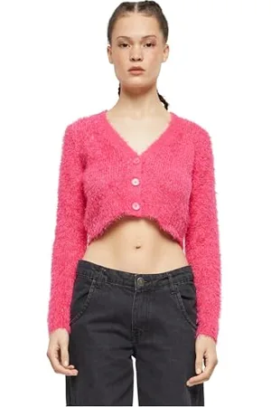 Urban classics Damski kardigan Cropped Feather Cardigan damski czarny Basics, Streetwear, , 5XL