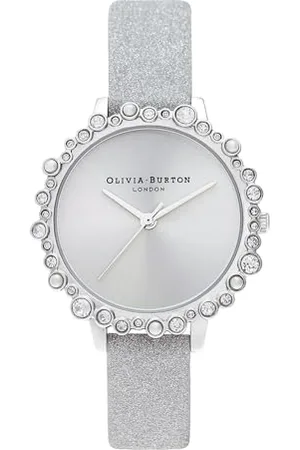 Olivia Burton Analogowy Zegarek Kwarcowy dla Kobiet ze Srebrnym Skórzanym Paskiem, OB16US52
