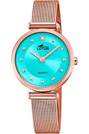 Lotus Damski zegarek na rękę ze stali nierdzewnej w kolorze różowego złota i turkusowym 29 mm, wodoszczelność: 5 bar, 18794/6