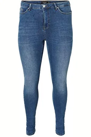 VERO MODA Damskie dżinsy skinny VMLORA HW SS MB WASH Jeansy K Curve NOOS, , 44