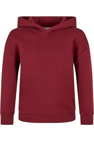 Urban classics Dziewczęca bluza z kapturem Girls Organic Hoody, Burgundy, 110/116