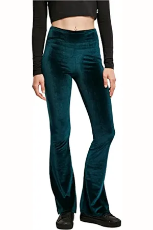 Urban classics Damskie legginsy z wysokim stanem Boot Cut z aksamitnego materiału z wysokim stanem, szerokie zakończenia nogawek, rozmiar XS do 5XL, , 5XL