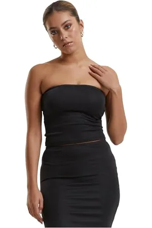 Urban classics Damski Top Typu Bandeau Damski Brokatowy Top, Brokatowy Top Damski, Krótki Top, Top Bez Ramiączek
