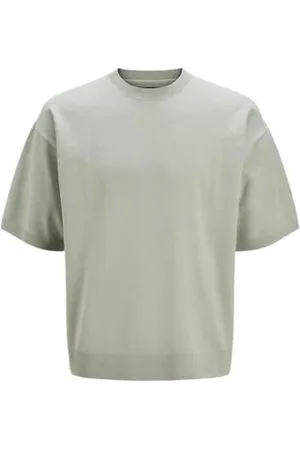 JACK & JONES Męski dziergany T-shirt jednokolorowy dziergany t-shirt, , L
