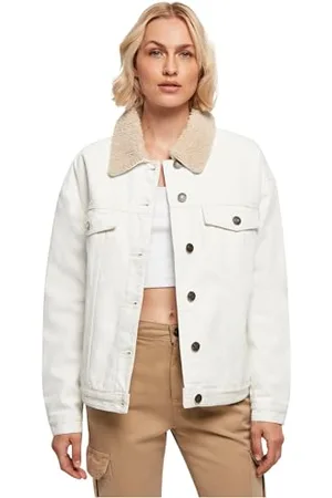 Urban classics Ladies Oversized Sherpa Denim Jacket, modna damska kurtka dżinsowa oversize, dostępna w wielu kolorach, rozmiarach XS-5XL, , 3XL