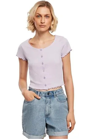 Urban classics Ladies Cropped Button Up Rib Tee Koszulka Kobiety , , XL