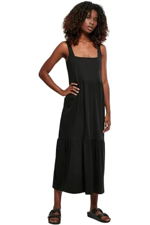 Urban classics Damska sukienka z szerokimi ramiączkami i wstawkami z falbankami, damska letnia sukienka dostępna w 4 kolorach, rozmiary XS - 5XL, , 5XL