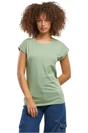 Build Your Brand Damski T-shirt Ladies Extended Shoulder Tee, górna część dla kobiet z wyciętymi ramionami, dostępny w wielu kolorach, rozmiary XS - 5XL