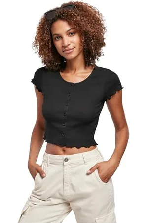 Urban classics Ladies Cropped Button Up Rib Tee Koszulka Kobiety , , L