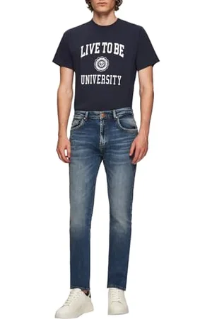 LTB Jeans Męskie Hollywood 300 - Straight Mid Rise Basic-5-Pocket Dark Wash niebieskie z mieszanki bawełny - rozmiar W36L30, , 36W / 30L