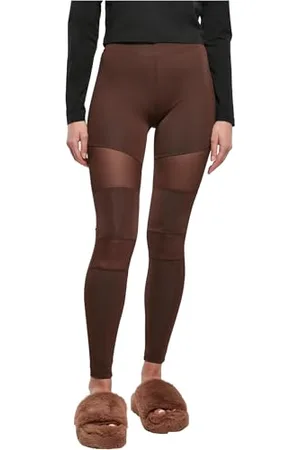 Urban classics Damskie legginsy Tech Mesh, Brązowy, M