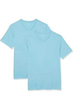 Amazon Męski T-shirt z krótkim rękawem i dekoltem w serek, wąski krój, 2 sztuki, , rozmiar M