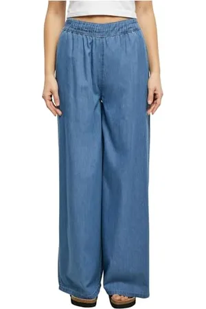Urban classics Damskie lekkie spodnie jeansowe z szerokimi nogawkami, , 5XL EU