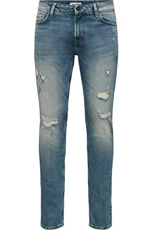 Only & Sons Męskie dżinsy Onsloom Slim Lime Wash Fg 2203, niebieski denim, W34 (2 sztuki)
