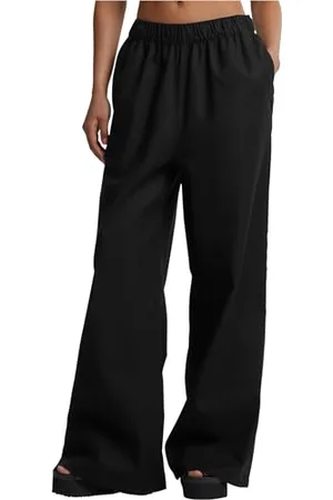 Urban classics Damskie spodnie damskie z linen, mieszane, szerokie, czarne, rozmiar 4XL, , 4XL