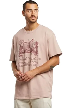 Mister Tee Męski T-shirt bez kołnierza, różowy, S, , S