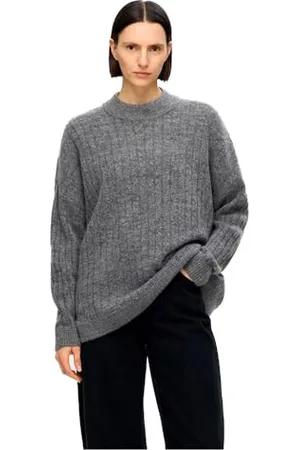 SELECTED Sweter damski luźny krój, mieszanka wełny, , M