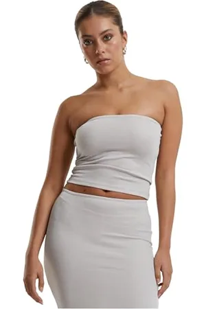 Urban classics Damski Top Typu Bandeau Damski Brokatowy Top, Brokatowy Top Damski, Krótki Top, Top Bez Ramiączek