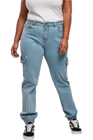 Urban classics Damskie spodnie z bawełny ekologicznej z naszytymi kieszeniami, damskie spodnie cargo z organicznego stretchu, dostępne w 4 kolorach, rozmiary 26-34, , 31