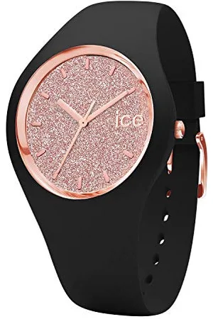 Ice-Watch ICE glitter Black Rose-Gold - Damski zegarek z silikonowym paskiem - 001353 (Medium)