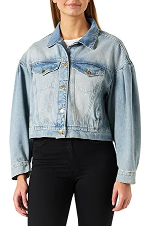 KENDALL + KYLIE KENDALL & KYLIE K&K W Balloon Sleeve Cropped Denim kurtka KKW3716106, Ciemny Wash, damska